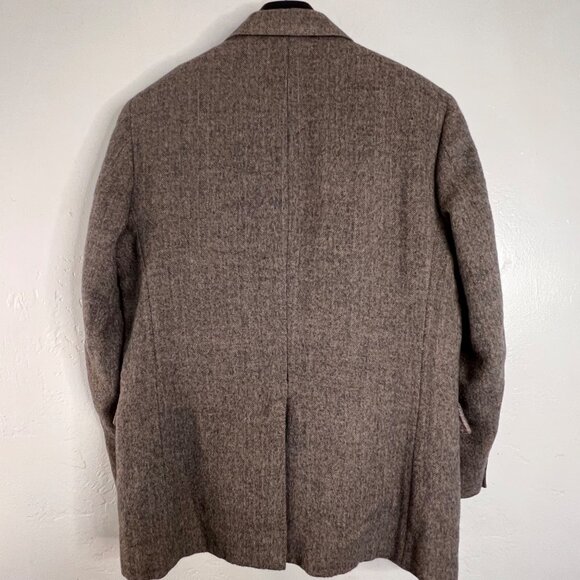 Stonehaven Mens Brown Herringbone Wool Blazer 2-Button USA Made Size 42R flaw - Picture 2 of 16